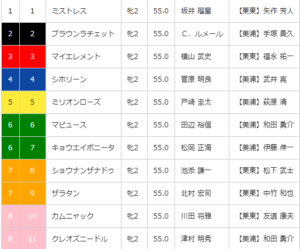 【枠順確定】アルテミスS