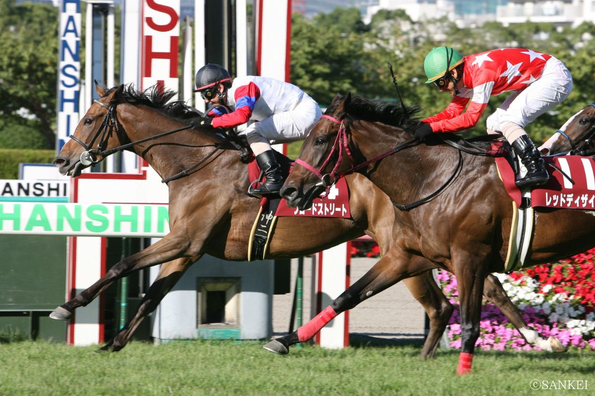 2009年ローズSを制したブロードストリート（写真奥）