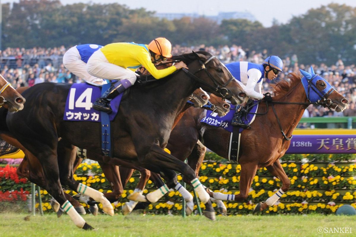 第138回天皇賞・秋（写真左ウオッカ、右奥ダイワスカーレット）
