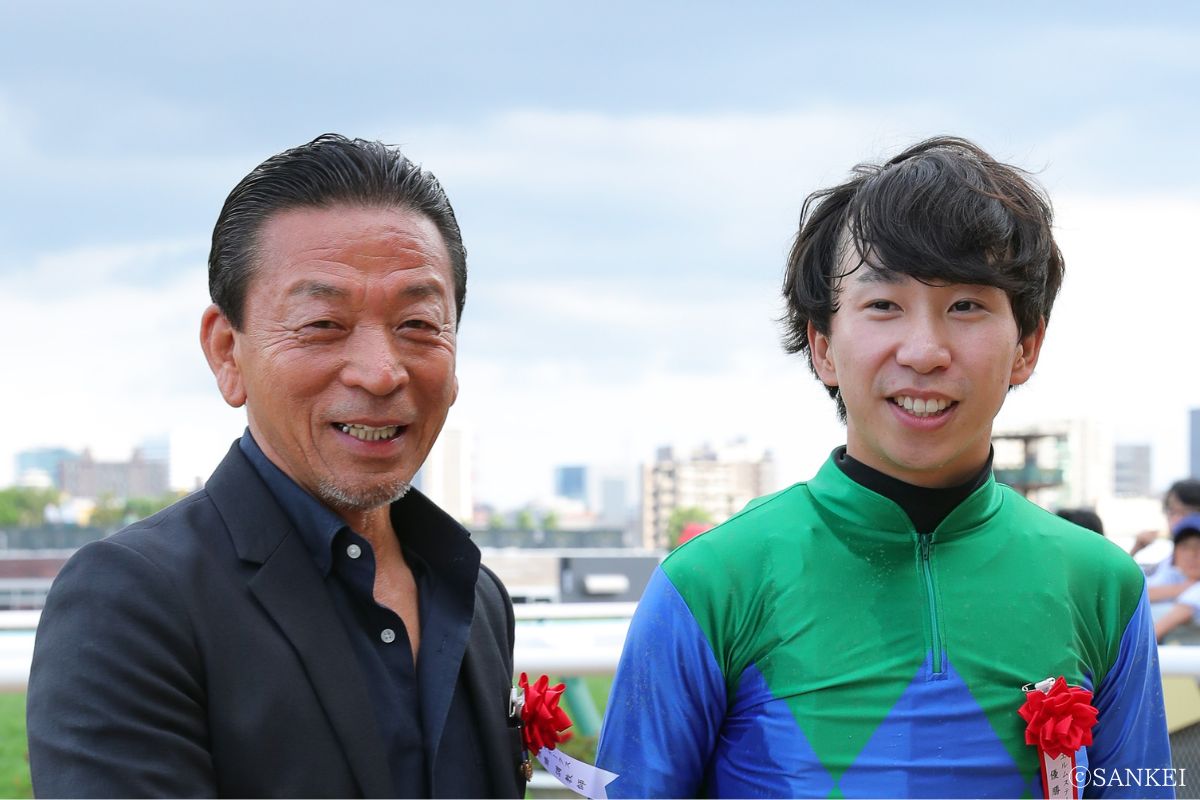 ハイランドピークでエルムSを制した時の土田稔調教師と横山和生騎手