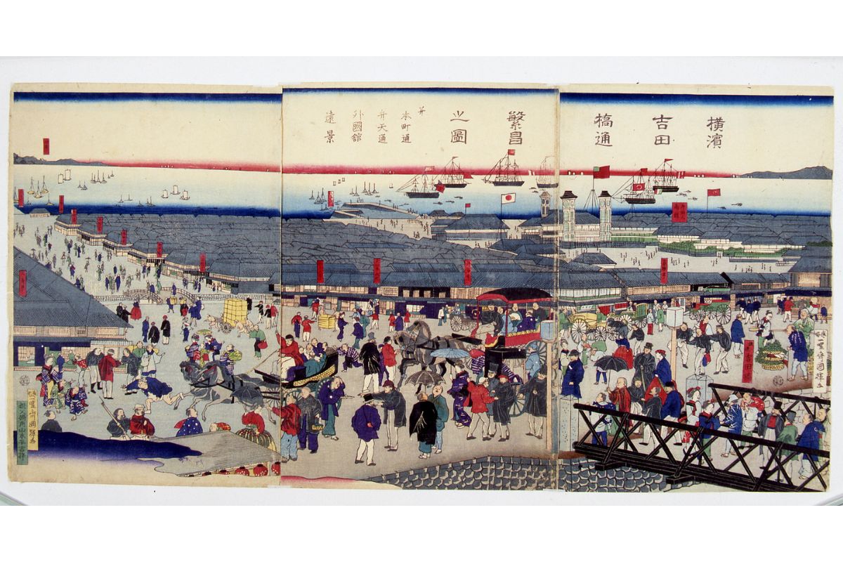 横浜吉田橋通繁昌之図 二代歌川国輝 1870年（明治3）【馬の博物館所蔵】