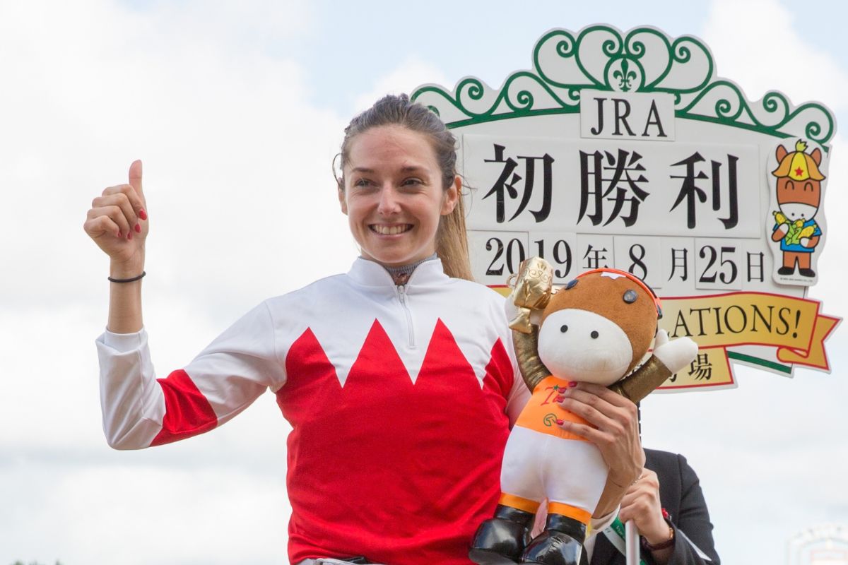 日本で初勝利を挙げたミシェル騎手(2019年
8月25日)【Getty Images)】